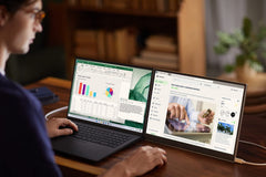 LG Electronics LG Gram + View 16MR70 16 inch laptopscherm - IPS-paneel QHD+ resolutie (2560 x 1600) formaat 16:10, 60Hz, DCI-P3 99%, USB-C (45W) DP Alt Mode, beschermhoes/standaard inbegrepen, 670 g