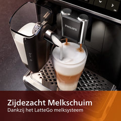 Philips 5400 Serie Volautomatische Espressomachine - LatteGo Melksysteem, Ingebouwde Molen, 12 Koffievariaties, Intuïtief Display, 4 Gebruikersprofielen, Zwart (EP5441/50)