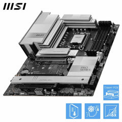 MSI PRO Z890-A WIFI-moederbord, ATX - Ondersteunt Intel Core Ultra-processors (serie 2), LGA 1851-90A SPS VRM, DDR5-geheugenboost (9066+ MT/s OC), PCIe 5.0 x16 & 4.0 x16, M.2 Gen5, Wi-Fi 7, 5G LAN