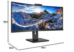 Philips P Line 346P1CRH/00 LED display 86,4 cm (34") 3440 x 1440 Pixels UltraWide Quad HD Zwart