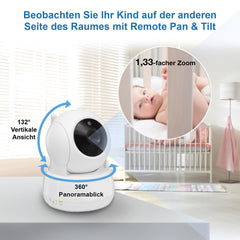 VTech VM924 Babyfoon met camera, 5 inch video babymonitor, 31 uur batterijduur, babyfoon met camera, 300 m bereik, HD nachtzicht, 2-weg talk temperatuursensor