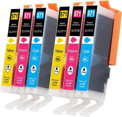 Tinnee CLI-571XL Inktcartridges Multipack - 6-Pack (2x Cyaan, 2x Magenta, 2x Geel)
