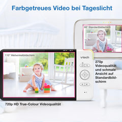 Vtech RM7764HD babyfoon met camera, 1080p, wifi, externe toegang, 7 inch video babymonitor, 360° zwenk- en kantelbaar, babyfoon met camera, HD nachtzicht, 2-weg talktemperatuursensor, iOS en Android