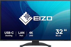 EIZO FlexScan EV3240X-BK Monitor 80 cm (31,5 inch) (USB-C (94W PD), DisplayPort, HDMI, USB-hub, RJ-45 LAN, KVM-schakelaar, 5ms reactietijd, 3840 x 2160 (4K UHD)) zwart