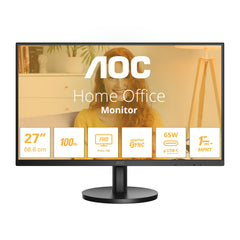 AOC 27B3CA2-27 Zoll FHD Monitor, Lautsprecher (1920x1080, 100 Hz, HDMI, USB-C (65 W PD), USB Hub) schwarz