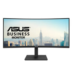 ASUS Business VA34VCPSR gebogen monitor 34 inch, Wide QHD (3440 x 1440), HDMI, DisplayPort, USB-hub, RJ45-LAN-aansluiting, ergonomisch design, flikkervrij, laag blauw licht, zwart