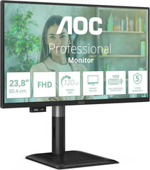 AOC 24P4U 24-inch FHD-monitor, 120Hz, IPS, 4ms GtG, adaptieve synchronisatie, HDR-modus, hoogteverstelling, luidspreker, (1920x1080, HDMI 1x 1.4, DP 1x 1.2 USB-hub) zwart
