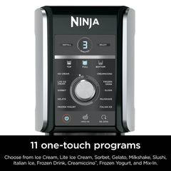 Ninja NC501 CREAMi Deluxe 11-in-1 ijs- en bevroren traktatiemaker voor sorbet, milkshakes, dranken meer, 11 programma's, met 2 XL Family Size Pintcontainers, Perfect Kids, Zilver, 2 liter