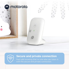 Motorola PIP10 Audio Babyfoon - 304,8 m bereik, veilige en privéverbinding, hooggevoelige microfoon, volumeregeling, waarschuwingsdetectielicht, draagbare ouderunit (stopcontact of AAA-batterij - NIET