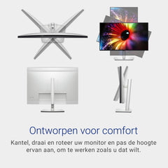 Dell U2724D UltraSharp 27" QHD (2560x1440) Monitor, 120Hz, IPS Black, 5ms, 98% DCI-P3, 2x USB-C, 2x DisplayPort, HDMI, 3x USB, 3 Jaar Garantie, Zilver