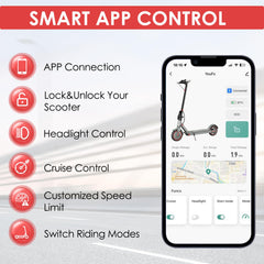 Elektrische Steppen, 8,5"/10“ Banden, 350/400W Motor, Tot 25 km/u en 25/35/38/48 km Bereik, Opvouwbare E-Scooter voor Volwassenen met Trommelremsysteem en App-besturing