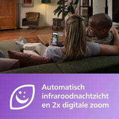 Philips Avent Connected Babycamera, privé- en veilige codering, met app, audio, 2x zoom, nachtzicht, VOX, terugspreekfunctie, slaapliedjes en rustgevende geluiden (model SCD643/26)