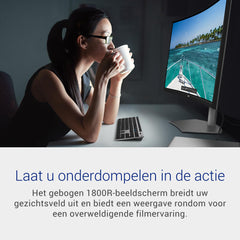 Dell S3221QSA 31.5" 4K UHD (3840x2160) 1800R Gebogen Monitor, 60Hz, VA, 4ms, AMD FreeSync, 99% sRGB, Ingebouwde Luidsprekers, DisplayPort, 2x HDMI, 3x USB, 3 Jaar Garantie, Zilver