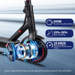 Elektrische Step voor Volwassenen - 8,5 inch Opvouwbare Elektrische scooter, Bereich 25-30 km met APP-verbinding, 350 W Motor met Dubbele Remsysteem,elektrische voor volwassenen