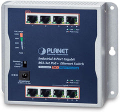 Planet IP30 Industriële 8-Poorts Gigabit PoE+ Switch - 120W Wall-Mount