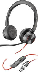 Poly Blackwire 8225 Stereo USB-C Headset met ANC en USB-A Adapter