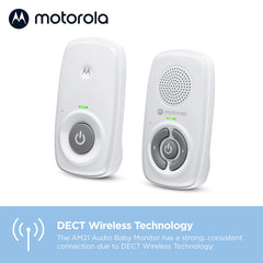 Motorola Nursery AM21/MBP21 Audio Babyfoon - Digitale Babyfoon Met Dect-Technologie Voor Audiobewaking - 300 Meter Bereik - Zeer Gevoelige Microfoon - Wit