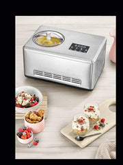 Severin EZ 7405 Ijsmachine met Yoghurtfunctie, Incl. Ijshouder (2L) en Receptenboek, Digitale Timer, Dekselopening, Zilver