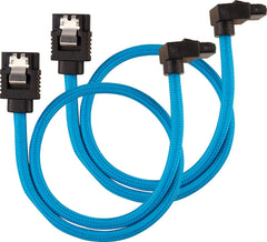 Corsair Premium SATA3 Datakabel - 6 Gbps, 30 cm, Haaks, Blauw (2 stuks)