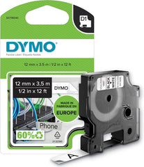 DYMO D1 Flexibele Nylon Labeltape - 12 mm x 3,5 m - Wit op Zwart (S0718040 / 16957)