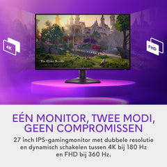 Alienware AW2725QF 27" 4K UHD (3840x2160) Gaming Monitor, 360Hz, Fast IPS, 0.5ms, NVIDIA G-SYNC Compatible, 95% DCI-P3, HDR600, Dolby Vision, USB-C, DisplayPort, 2x HDMI, 4x USB, 3 Jaar Garantie
