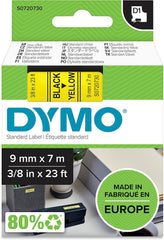 DYMO D1 Labeltape 9 mm x 7 m - Zwart op Geel (S0720730)