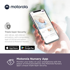 Motorola Babyfoon VM64 - 4,3 inch WiFi-video babyfoon met camera HD 1080p - Aansluiting op Smartphone-app, 300 m lang bereik, tweeweg audio, externe pan-tilt-zoom, kamertemperatuur, slaapliedjes,