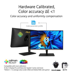 ASUS ProArt PA32UCX-PK 4K HDR IPS Mini LED-monitor - 32 inch, 1200 nits, 10 bit, Dolby Vision, HLG, 1152 zones, 99% DCI-P3, 99,5% Adobe RGB, 100% sRGB/Rec. 709, hardwarekalibratie, Thunderbolt 3