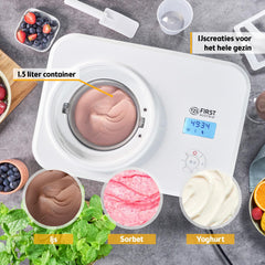 TZS First Austria ice maker | 1.5L | compressor | removable stainless steel container | recipe booklet | LCD screen | ice cream & yogurt | keep cool