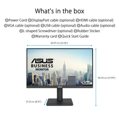 ASUS Business VA24DQFS - 24 inch Full HD Monitor - Frameloos, ergonomisch, Adaptive-Sync, EPEAT Gold - 100 Hz, 16:9 IPS-paneel, 1920x1080 - DP, HDMI, D-Sub, USB Hub, Luidspreker