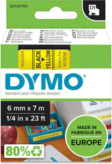 Dymo D1 Labeltape 6 mm x 7 m - Zwart op Geel (S0720790)