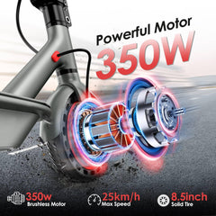 Elektrische Steppen, 8,5"/10“ Banden, 350/400W Motor, Tot 25 km/u en 25/35/38/48 km Bereik, Opvouwbare E-Scooter voor Volwassenen met Trommelremsysteem en App-besturing