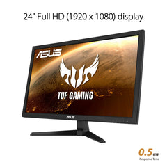ASUS TUF Gaming VG248Q1B Gaming Monitor - 24 inch FHD (1920x1080), overklokken 165 Hz (gemiddeld 144Hz), Extreme Low Motion Blur, 0,5 ms (GTG), FreeSync Premium