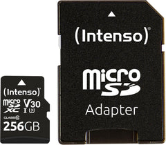 Intenso Professional MicroSDXC 256GB Geheugenkaart - UHS-I U3 V30 met SD-adapter