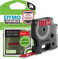 DYMO D1 Duurzame Labeltape - Wit op Rood - 12 mm x 3 m (1978366)