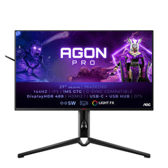 AOC Agon Pro AG274UXP - 27 inch UHD Gaming Monitor, 144 Hz, 1 ms, FreeSync, G-Sync Compatible, HDR600 (3840x2160, HDMI 2.1, DisplayPort, USB-C, USB Hub) zwart