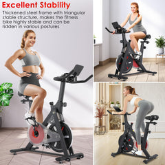 Hometrainer, fiets met magnetische weerstand, stille ergometer, hometrainer, fiets, lcd-monitor, verstelbaar stuur en zadel, spinning-fiets, indoor fitnessbike voor thuis, tot 120 kg