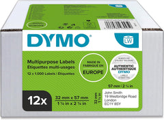 Dymo LabelWriter Multifunctionele Etiketten 32 x 57 mm - 12 Rollen (12.000 Stuks)