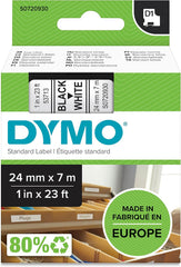 Dymo D1 Labeltape - 24 mm x 7 m - Zwart op Wit (S0720930)