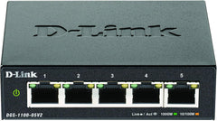 D-Link DGS-1100 Series 5-Port Gigabit Smart Managed Switch met VLAN support, layer 2 features, QoS, 802.3az EEE, Fanless