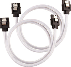 Corsair Premium Sleeved SATA 6Gbps Kabel 60 cm - Wit (2-pack)