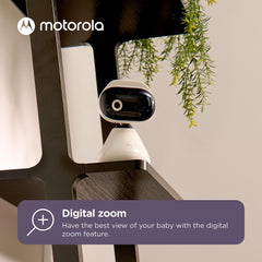 Motorola Nursery PIP1000 Babyfoon met Camera - Baby Camera met App Besturing - Baby Monitor - Nachtvisie, Digitale Zoom, Slaapliedjes en Twee-Weg Communicatie - Wandmontage - Wit