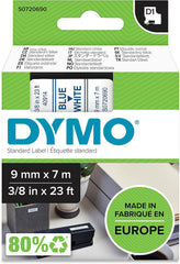 DYMO D1 Labeltape 9 mm x 7 m - Blauw op Wit (S0720690)