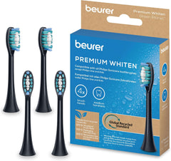 Beurer SC Premium Whiten opzetborstels voor elektrische sonische tandenborstels, 4 vervangende borstels voor SC 30, 50 & Philips Sonicare, centraal verhoogde indicatorborstels, hardheidsgraad medium