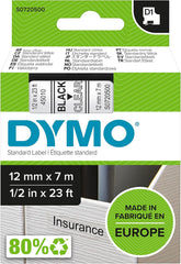 DYMO D1 Labeltape - 12 mm x 7 m - Zwart op Transparant (S0720500)