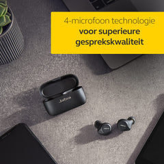 Jabra Elite 75t Oordopjes – Ondersteunt Draadloos Laden – Bluetooth Oordopjes met Actieve Ruisonderdrukking en Lange Batterijduur, voor Echt Draadloos Bellen en Muziek Luisteren – Zwart