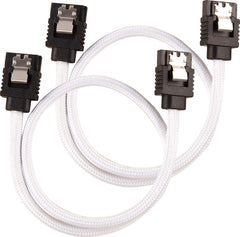 Corsair Premium Gesleevde SATA 6Gbps Datakabel - 30 cm - Wit (2-pack)
