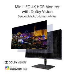 ASUS ProArt PA32UCX-PK 4K HDR IPS Mini LED-monitor - 32 inch, 1200 nits, 10 bit, Dolby Vision, HLG, 1152 zones, 99% DCI-P3, 99,5% Adobe RGB, 100% sRGB/Rec. 709, hardwarekalibratie, Thunderbolt 3