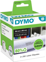 Dymo 99012 (S0722400) Grote Adresetiketten - 36 x 89 mm - 2 Rollen (520 Labels)