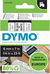 Dymo D1 Labeltape - 6 mm x 7 m - Zwart op Wit (S0720780)